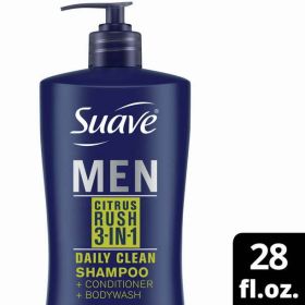 Suave Men Citrus Rush 3-in-1 Shampoo Conditioner Body Wash;  28 oz (Brand: Suave)